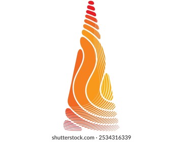 Fiery triangular pattern from slats of liquid forms. Modern design element. Trendy vector background. Christmas tree