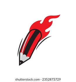 Fiery vector pencil illustration in slightly cartoon style