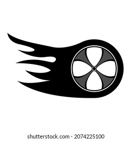 Fiery wheel vector icon. Fast delivery concept icon in flat style. Wind wheel flame icon. Vector illustration.