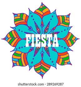 Fiesta background with flower mandala in vector. For greetings cards, sites and other