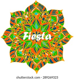 Fiesta background with flower mandala in vector. For greetings cards, sites and other