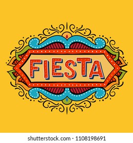 Fiesta banner and poster concept design. Mexican Bright typographic Fiesta lettering card in vector format.