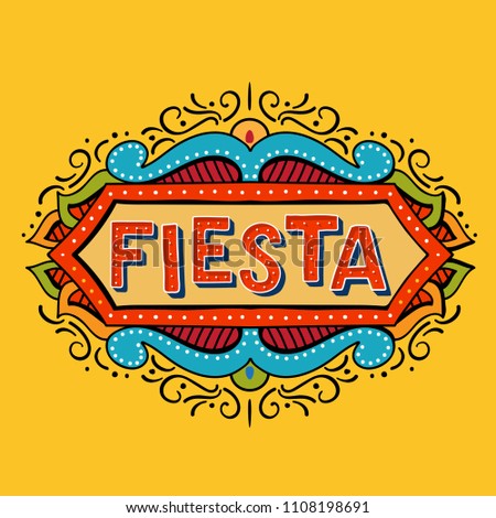 Fiesta banner and poster concept design. Mexican Bright typographic Fiesta lettering card in vector format.