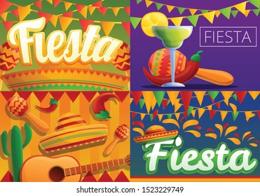 Fiesta banner set. Cartoon illustration of fiesta vector banner set for web design