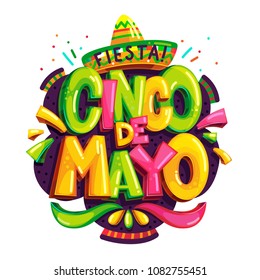 Fiesta cinco de mayo vector color logo on white background