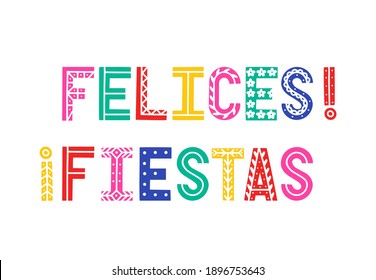 Banner colorido y brillante de Fiesta. Ilustración vectorial festiva con letras dibujadas a mano con decoraciones. Cartel de Fiesta, emblema, logotipo para afiche, banner, diseño de tarjeta. Felices fiestas