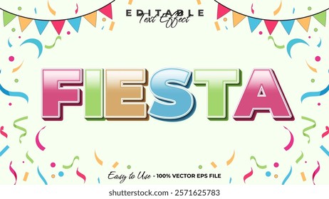 Fiesta editable text style effect, celebration 3D text style theme.