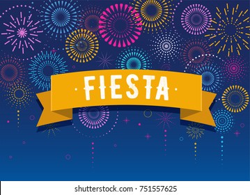 Fiesta, Fireworks and celebration background, winner, victory poster, banner 