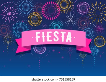 Fiesta, Fireworks and celebration background, winner, victory poster, banner 