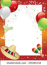 Fiesta Frame with Sombrero and Maracas