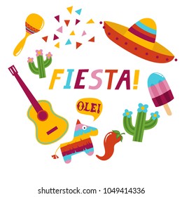 Fiesta hand drawn lettering design vector illustration perfect for advertising, poster, announcement, invitation, party, greeting card