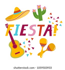Fiesta hand drawn lettering design vector illustration perfect for advertising, poster, announcement, invitation, party, greeting card