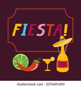 Fiesta hand drawn lettering design mexican vector illustration perfect for advertising, poster, announcement, invitation, party, greeting card