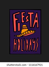 Fiesta holiday icon, card, flyer. Colorful illustration.