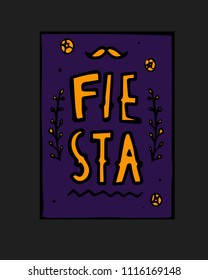 Fiesta holiday icon, card, flyer. Colorful illustration.