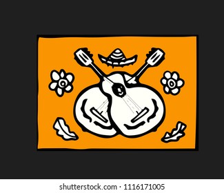 Fiesta holiday icon, card, flyer. Colorful illustration.