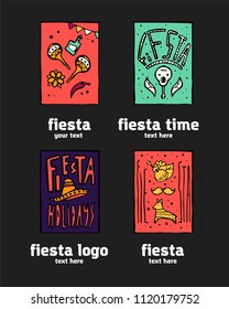 Fiesta holiday icon, card, flyer, logo. Colorful illustration.