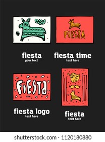 Fiesta holiday icon, card, flyer, logo. Colorful illustration.