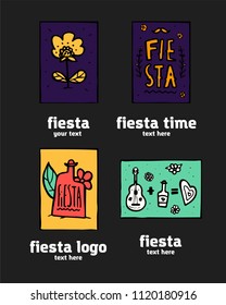Fiesta holiday icon, card, flyer, logo. Colorful illustration.