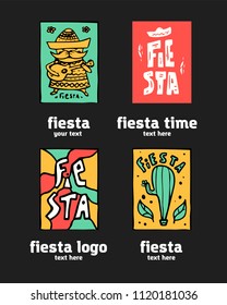 Fiesta holiday icon, card, flyer, logo. Colorful illustration.