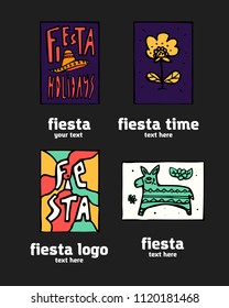 Fiesta holiday icon, card, flyer, logo. Colorful illustration.