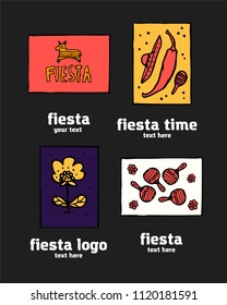 Fiesta holiday icon, card, flyer, logo. Colorful illustration.