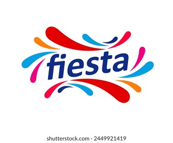 Fiesta icon for carnival event, holiday party or fun entertainment company, vector emblem. Firework confetti color splash symbol of festival or celebration party and music fest and holiday fiesta