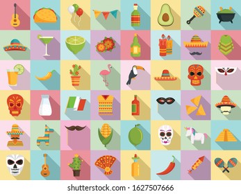 Fiesta icons set. Flat set of fiesta vector icons for web design