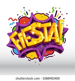 Fiesta inscription holiday party vector illustration