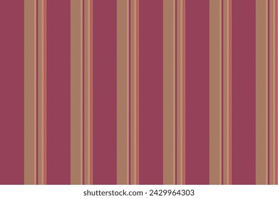 Fiesta lines textile fabric, commercial seamless background stripe. Slim pattern texture vector vertical in red and dark khaki color.