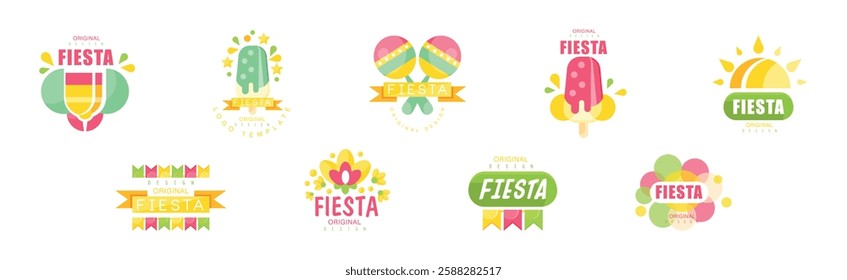 Fiesta Logo Original Design with Colorful Shape Vector Set