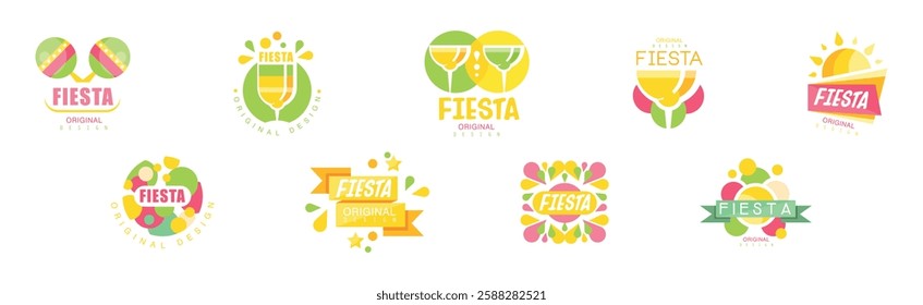 Fiesta Logo Original Design with Colorful Shape Vector Set