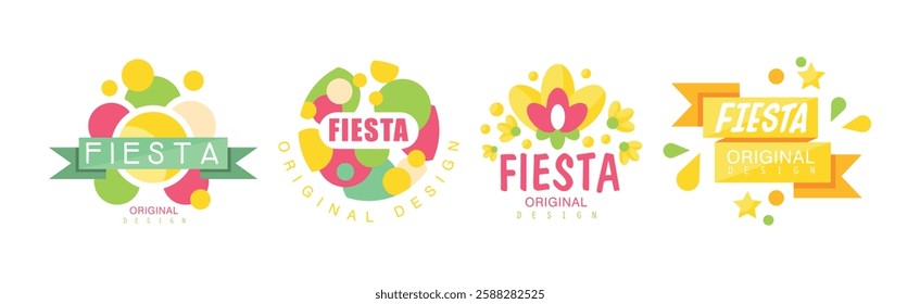 Fiesta Logo Original Design with Colorful Shape Vector Set