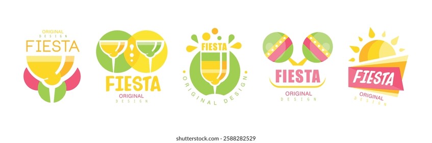 Fiesta Logo Original Design with Colorful Shape Vector Set