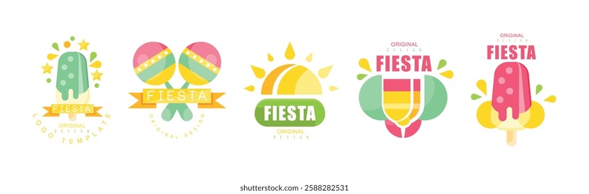 Fiesta Logo Original Design with Colorful Shape Vector Set