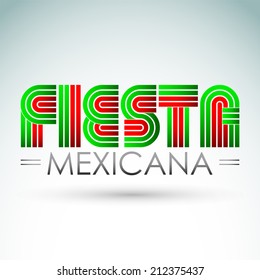 Fiesta Mexicana - Mexican party spanish text, vector lettering - icon