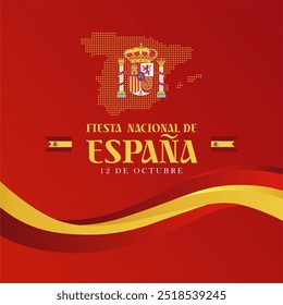 Fiesta Nacional de España 12 de outubro de 2024. Tradução : Dia Nacional da Espanha, 12 de outubro de 2024.  Cartão de saudação, Faixa de celebração, Plano de fundo, Feed, Modelo, Pôster, Ilustração de vetor. 