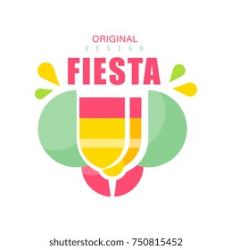 Fiesta original logo design, colorful label for a holiday or festival vector Illustration on a white background