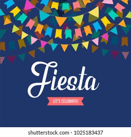 Fiesta poster design with flags, decorations and promotion banner