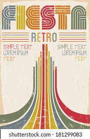 Fiesta Retro editable poster - card template - vector illustration 