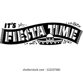 Fiesta Time Banner - Retro Clipart Illustration