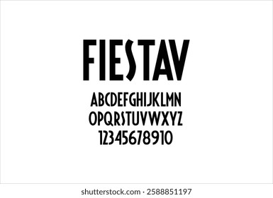 Fiesta V font for logo and headline. Isolated vector typeset
