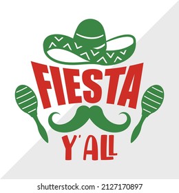 Fiesta Y'All holiday printable vector illustration