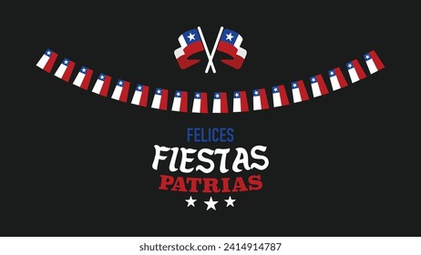 Fiestas Patrias Chile Lettering and Flags Banners