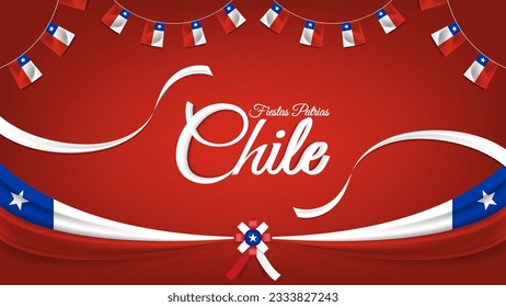 Fiestas Patrias Chile o Chile: Saludo con cintas de correr y banderas onduladas