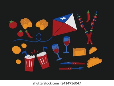 Fiestas Patrias Chile vector set