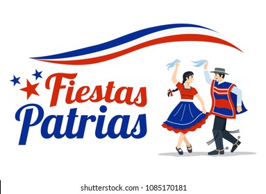 Fiestas Patrias - Independence Day celebration of Chile Spanish phrase.