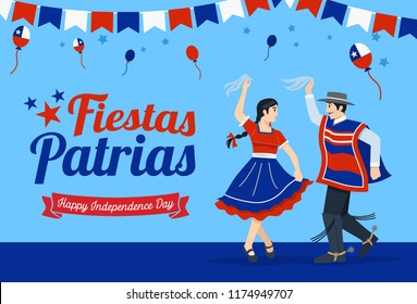 Fiestas Patrias - Independence Day celebration of Chile Spanish phrase.