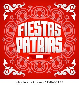 Fiestas Patrias, National Holidays spanish text, Peru theme patriotic celebration banner, Peruvian flag colors