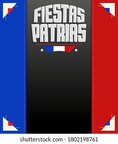 Fiestas Patrias, National Holidays spanish text, Chile theme patriotic celebration banner, Chilean flag color.